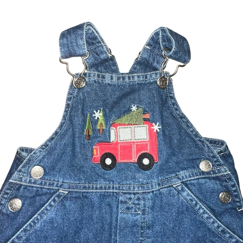 Vintage Corcoran Christmas‎ denim overalls size 9M